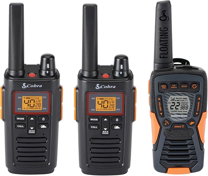 Bundle of Cobra RX380 Walkie Talkies (2-Pack) + Cobra ACXT1037R FLT Walkie Talkie (1-Pack)