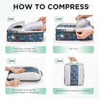 10 Set Compression Packing Cubes for Travel Essentials,Compressible Expandable Packing Cubes for Suitcase,OlarHike Luggage Organizer Bags,Handy Helper for Organizing Clothes(Dark Blue Floral)