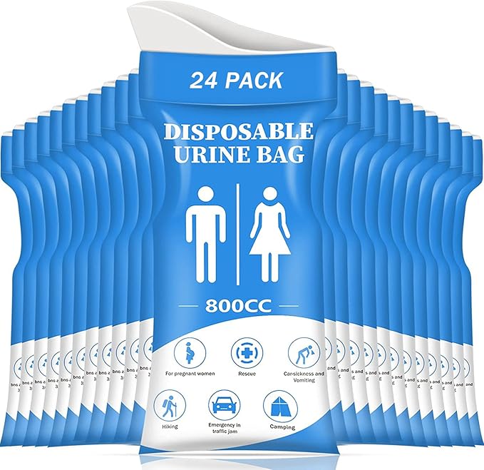 DIBBATU Disposable Urine Bag, 12/24 Pack Pee Bags for Travel for Women/Men, 800ML Emergency Portable Urinal Bag and Vomit Bags, Unisex Urinal Bag for Camping, Traffic Jams, Pregnant