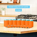 Blank Beer Can Coolers Sleeves (30-Pack) Soft Insulated Beer Can Coolies - HTV Friendly Plain Koolies in Bulk for Beer Cans & Bottles - Coolie Blanks for Vinyl Projects & Wedding Favors (Orange)