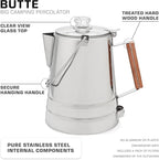 COLETTI Butte Coffee Percolator Camping — Percolator Coffee Pot, NO Aluminum or Plastic [14 Cup]