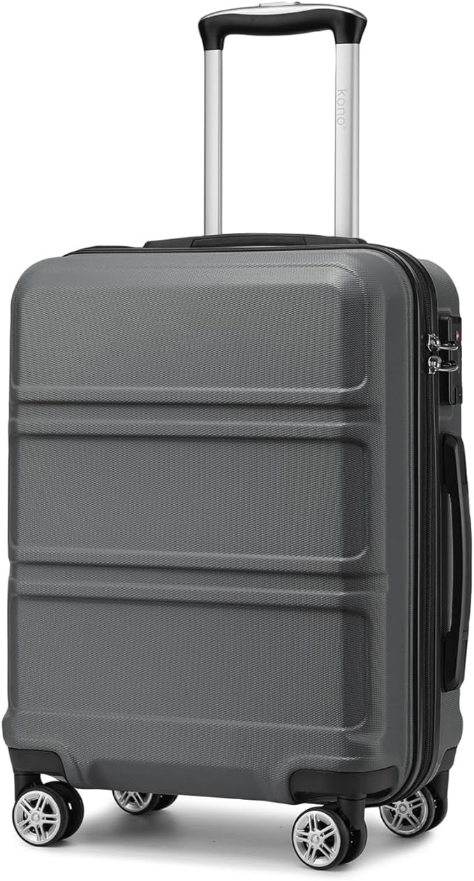 Kono 20'' Carry on Luggage Lightweight with Spinner Wheel TSA Lock Hardside Luggage Durable Small Carry on Suitcase Grey