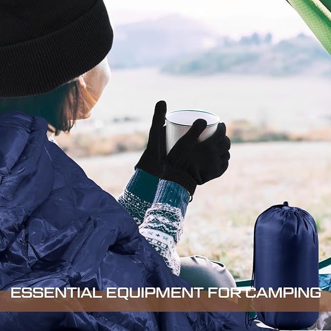 Tranqun Sleeping Bags for Adult with Winter Beanies Gloves, Cotton Liner Camping Sleeping Bag Waterproof Warm Lightweight for Backpacking Camping Indoor Outdoor Homeless People