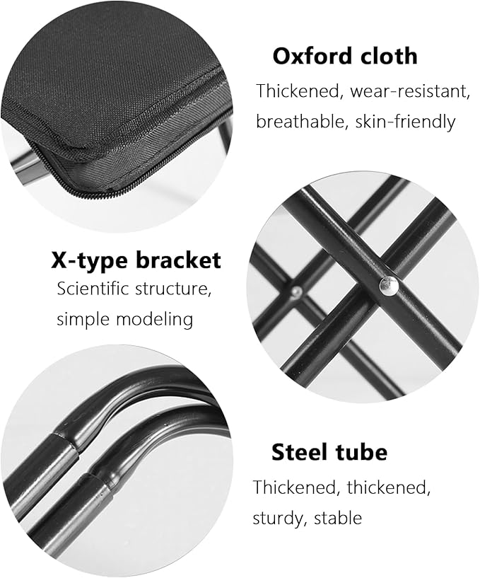 SNZ Portable Folding Camping Stool - Lightweight Folding Stool Chair, Portable Collapsible Seat with 250lbs Capacity - Mini Travel Chair for Camping, Hiking, Fishing & Outdoor Events (Black)