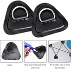 TOBWOLF 6 Pack 3.54" / 9cm Stainless Steel D-Ring Patch for Inflatable Boat Kayak Dinghy SUP, Triangular D-Ring PVC Patch Stand-Up Paddleboard Canoe Rafting Accessories, NO Glue Included
