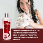 Japanese Cherry Blossom Bath and Body Set Shower Gel and Body Cream - Nourishing and Moisturizing Daily Skincare - 8 fl.oz / 236mL Each, Birthday Anniversary Wedding Gifts for Her and Him