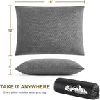 Ivellow Memory Foam Travel Pillow Compressible Camping Pillow for Sleeping Shredded Memory Foam Pillow Compact Firm Supportive Travel Pillow for Adults Kids Outdoor Backpacking Hiking Essential Gear-S