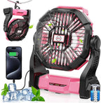 30000mAh Rechargeable Camping Fan with LED Lantern,Portable Battery Powered Outdoor Fan for Bedroom,Camping,Travel,Hiking,Beach,Office,Trave Accessories(Pink)
