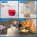 2 Pack Electric Candle Lighter Flameless Arc Windproof Flexible Long Neck USB Rechargeable Lighter for BBQ Grill Fireworks Camping.(Silver)