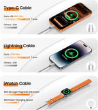 Temdan 60W Fast Charging Cable for Apple Watch Charger, Multi Charging Cable for iWatch Charger/for iPhone 17-12,3 in 1 USB C/Type C/Lightning/iWatch Charging Cord,Travel Vacation Essentials-5FT Grey