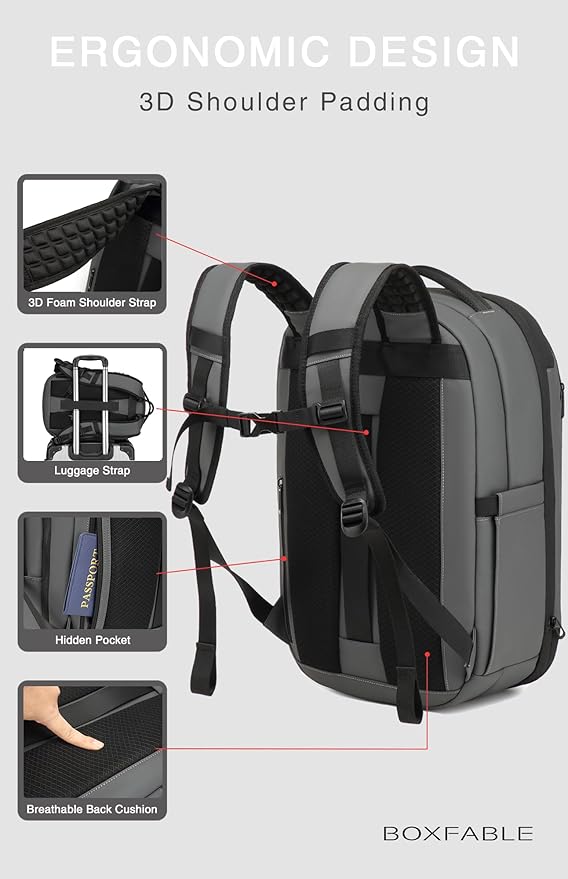 Vacuum Seal Travel Backpack 45L with Pump - Expandable Air Compression System, Water-Resistant Business TSA Lock, Laptop Backpack, Carry-On Suitcase Luggage, Gifts for Men