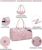 Women Weekender Travel Duffle Bag: Travel Duffel Overnight Bags with Shoe Compartment Large Carry on Tote with Toiletry Bag Weekend Traveling Yoga Gym Hospital Bag for Women with Wet Pocket Pink