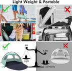 WhiteFang Beach Tent Anti-UV Portable Sun Shade Shelter for 3/4/6/8 Person, Extendable Floor with 3 Ventilating Mesh Windows Plus Carrying Bag, Stakes and Guy Lines