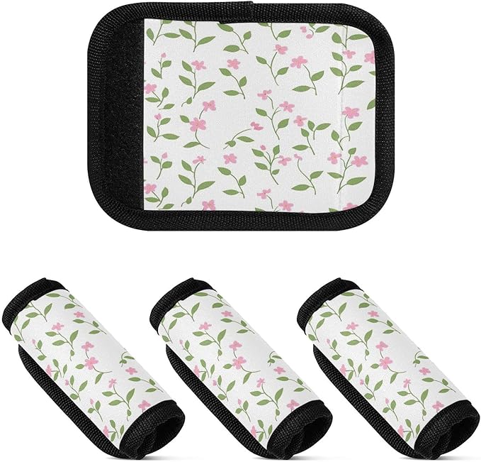 Qilmy Fresh Style Floral Fragments Luggage Handle Wrap 4Pack Luggage Identifiers Tag Comfort Handle Grips Cover for Stroller Suitcase Bag Airplane Travel Accessories1512