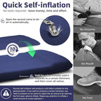 INVOKER 3.15" Camping Sleeping pad, Ultra-Thick Elasticity Foam Fast Self-Inflating 4-Season Insulated Durable Camping Mat Air Mattress with Pillow, for Tent, Car, Camping, Traveling, Blue