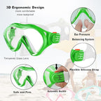 Kids Mask Fins Snorkel Set Snorkeling Packages, with Diving Mask, Snorkel, Adjustable Swim Fins, Mesh Bag, Anti-Fog Anti-Leak Snorkeling Gear for Kids for Snorkeling Swimming Diving