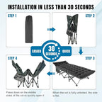 Camping Folding Cot with Mattress for Adults with 600lbs Max Load, Heavy Duty 28" Wide Portable Sleeping Camp Cot with Carry Bag for Home, Office, Travel - Black