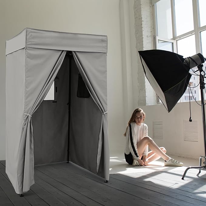 EAGLE PEAK Flex Compact 4x4 Pop-up Canopy Changing Room, Portable Privacy Dressing Room for Indoor Fashion Photoshoots, Camping, or Pool, Gray
