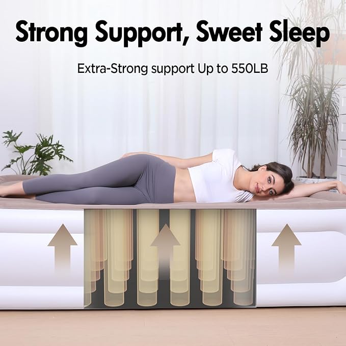 Twin Air Mattress with Built-in Pump, 18 Inch High Inflatable Bed for Camping, Guests & Home – Raised Blow Up Mattress with Storage Bag, Quick Inflation & Deflation, Extra Thick & Waterproof