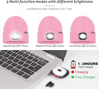 ATNKE LED Lighted Beanie Hat,USB Rechargeable 4 LED Running Headlamp Bright Cap with The Light Gifts for Men and Women