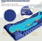 MEETPEAK Sleeping Pad, Extra Thickness Inflatable Camping Sleeping Mat with Pillow Built-in Foot Press, Compact Ultralight Camping Air Mattress for Backpacking, Hiking, Tent