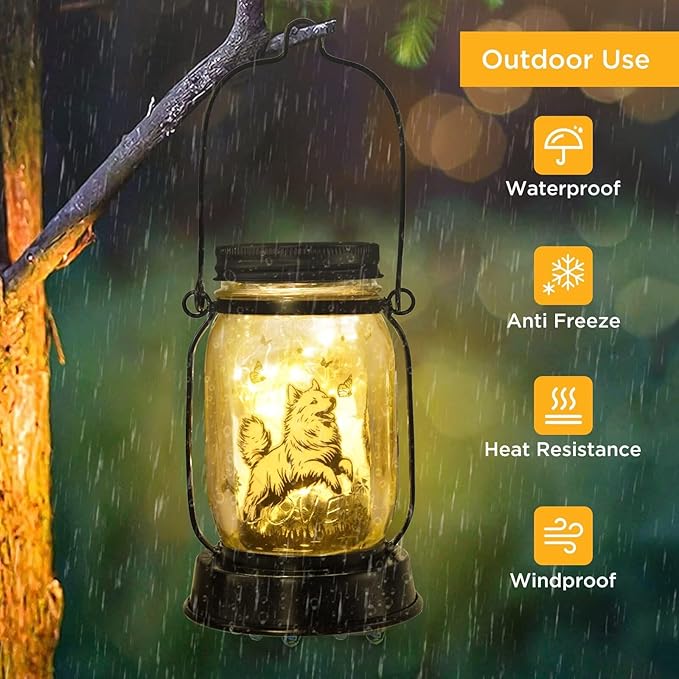 kyoryuger Samoyed Gifts for Women/Men Samoyed Dog Solar Lanterns Mom Birthday Dog Lovers Lantern Pet Loss Pet Memorial Lights Solar Garden Decoration for Yard, Patio,Backyard,Porch Torches