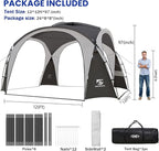 Beach Tent 12 X 12ft Large UPF50+ Pop Up Canopy with 2-Pcs Side Wall, Sun Shelter Rainproof, Waterproof for Camping Trips, Backyard Fun, Fishing, Parties, Or Picnics(Gary)