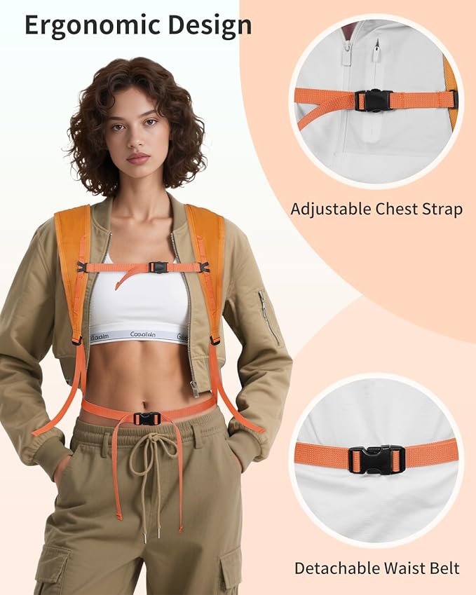 Blue Quartz Hiking Backpack 30L Lightweight Packable Backpack for Travel, Water Resistant Foldable Daypack for Women Men, Orange