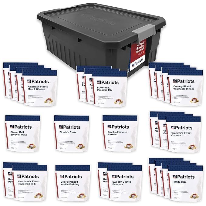 4Patriots 4-Week Survival Food Kit: Emergency Food Supply Designed to Last 25 Years, 192 Servings