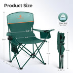 ALPHA CAMP Camping Chair 2 Pack Portable Chair with 3-Can Cooler Folding Chair with Side Pocket and Cup Holder, Collapsible for Camping, Tailgates, Beach, Fishing and Sports,2PC