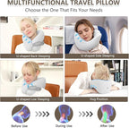 2in1 Ergonomic Memory Foam Travel Neck Pillow – 2025 Upgrade Travel Pillow for All Sleep Positions on Flights, Road Trips, and Long Distance Travel with Drawstring Bag (Adjustable - Gray)
