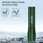 LETMY Tactical Flashlight - 2 Pack Bright Military Grade LED Flashlights High Lumens - Portable Handheld Flash Light, 5 Modes Zoomable Waterproof Flashlights for Home Emergency Camping- Green