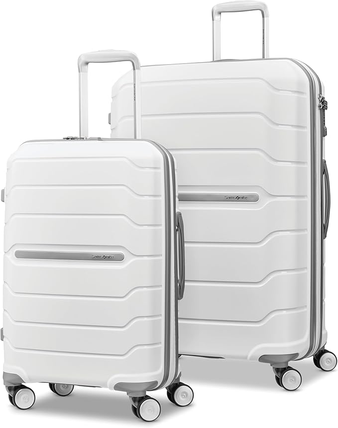 Samsonite Freeform 2-Piece Luggage Set - Carry-On & Large Checked Luggage with Dual Spinner Wheels - Durable Polypropylene Hardshell - TSA Lock, Airline-Approved - Expandable Hard Shell - White