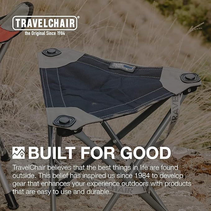 Travel Chair Big Slacker Stool, Portable Tripod Chair for Outdoor Adventures, Quick Folding Fishing Camping Travel Stool, Black & Gray