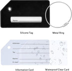 10 Pack Silicone Luggage Tag for Suitcases with Stainless Loop, TSA Approved, Privacy Protection Travel Essentials Bag Tags by Gostwo, Black