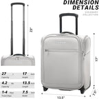 Verage Carry On Underseat Luggage with 2 Wheels & USB Port, 16 Inch Cloud Gray Wheeled Spinner Bag Carry-on Luggages for Airlines, Lightweight Suitcase Men Women, Pilots and Crew