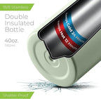 SipX™ Triple-Insulated Stainless Steel Water Bottle 40oz. With 3 Lids, BPA-Free Reusable Insulated Water Bottle Keeps Cold 24 Hours, Metal Water Bottle Made Of Sustainable Material For Hiking & Biking