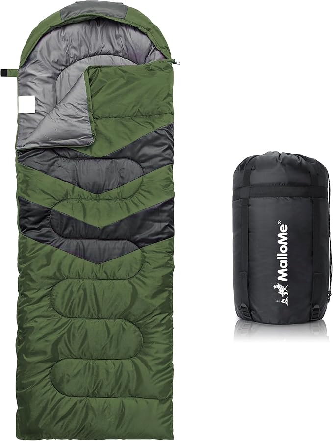 MalloMe Sleeping Bags for Adults Cold Weather & Warm - Backpacking Camping Sleeping Bag for Kids 10-12, Girls, Boys - Lightweight Compact Camping Essentials Gear Accessories Hiking Sleep Must Haves