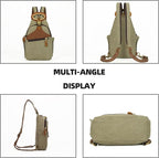 KouLi Buir Canvas Sling bag,Small Crossbody Backpack,Convertible Chest Bag Casual Daypack For Outdoor Cycling Hiking Travel (B3611-Olive Green-N)
