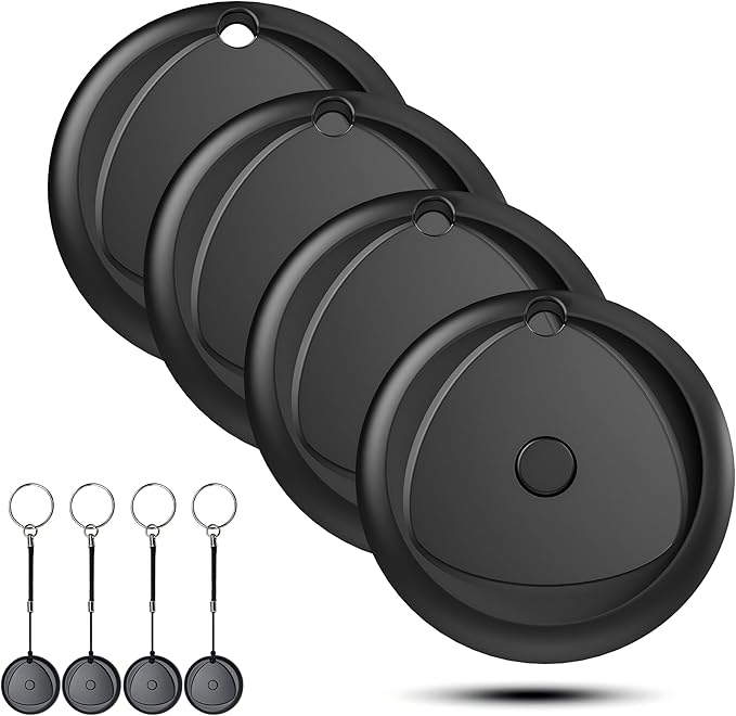 Tracker Tags-4 Pack Work with Apple Find My (iOS Only), [Apple MFi Certified] Key Finder and Item Locator, New Bluetooth 5.3 Tracker, Replaceable Battery Smart Tag for Keys, Wallet, Luggage etc