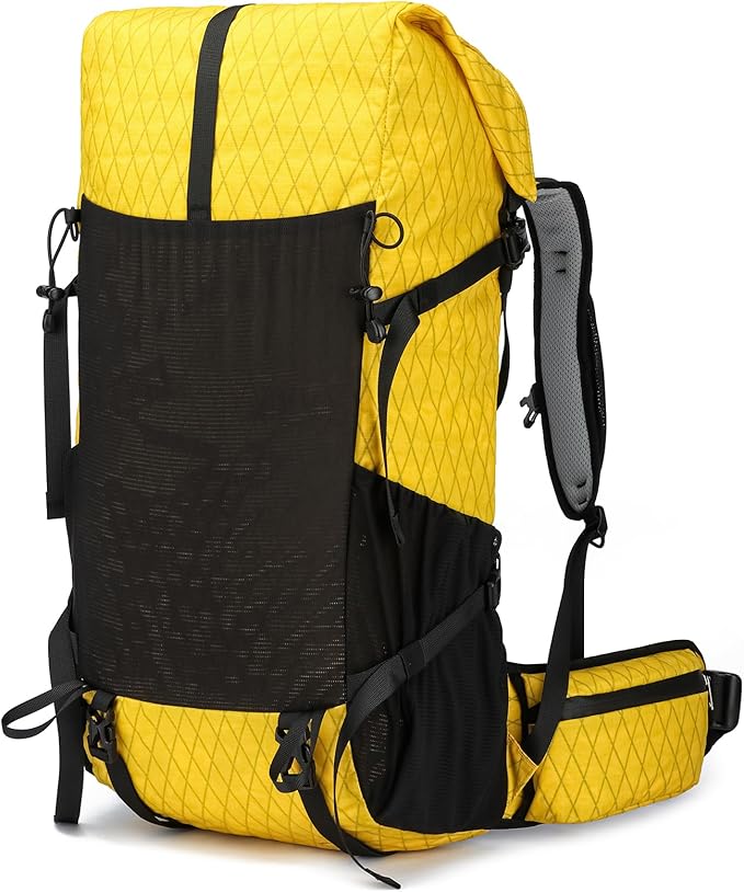 Hiking Backpack,40L to 50L Extra Large Capacity Hiking Bag,Internal Frame Camping Backpack,Upgraded X-PAC Lightweight Sport Daypack Travel Backpack Fit For Mountain Climbing Camping(Yellow)
