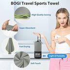 BOGI Microfiber Travel Sports Towel-Quick Dry Towel, Soft Lightweight Microfiber Camping Towel Absorbent Compact Travel Towel for Camping Gym Beach Bath Yoga Swimming Backpacking (M:40''x20''-Grey)