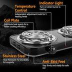 Hot Plate, 2000W Portable Electric Stove for Cooking with 5 Levels Adjustable Temperature & Dual Control, Countertop Double Coil Burner Cast Iron Cooktop for All Cookwares Home Camp RV, Black
