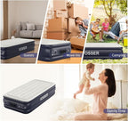 Twin Air Mattress with Built in Pump Raised,18''Inflatable Mattress of Upgraded Vertical Beams,Self Inflatable Blow Up Mattress in 3 Mins,Flocked Top Airbed with Carry Bag for Home,Camping