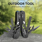 26-in-1 Multitool，Professional Stainless Steel Multi Tools ，Multitool Pliers Pliers Pocket Knife with Heavy Duty Screwdriver Sleeve, Replaceable Bits Multitools for Outdoor, (black)