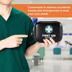 150 Pieces Mini First Aid Kit - Small Medical Kit with Hard Shell - Emergency First Aid Kit for Car, Travel, Home, Outdoor, Office, Camping, Hiking (Black)