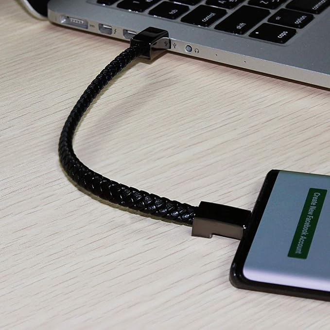 SEANADO Leather Bracelet Charger USB Charging Cable Braided Cords USB Portable Travel Charger for Mens Womens Compatible with iPhone 11 XS MAX Android Samsung (Type-c for Android, S(7'87''))
