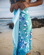 Elite Trend Quick Dry Towel Large 63x31 Inch - Microfiber Beach Towel - Perfect for Beach, Travel, Swimming, Pool, Yoga, Hiking, Camping - Lightweight, Fast Drying, Compact for Adults (Mandala Blue)