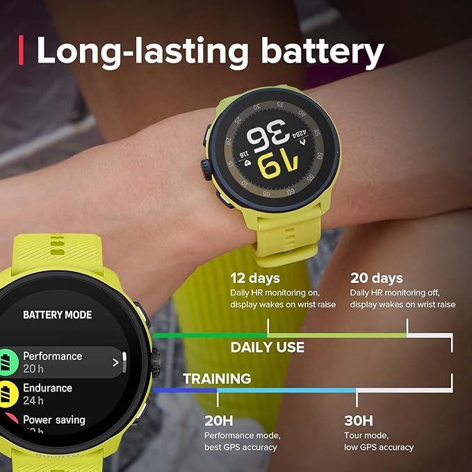 SUUNTO Run Running GPS Sports Watch with Silicone Strap, 1.32" AMOLED Touchscreen w/Crown Button, Wrist Heart-Rate & Sleep Health Tracking, Lime