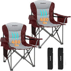 KingCamp Oversized Camping Folding Chair, Heavy Duty 450 LBS with Lumbar Support, Padded seat with Cup Holder&Cooler Bag, Ideal for Camp, Fishing, Sports Event, Backyard, Patio, Lawn